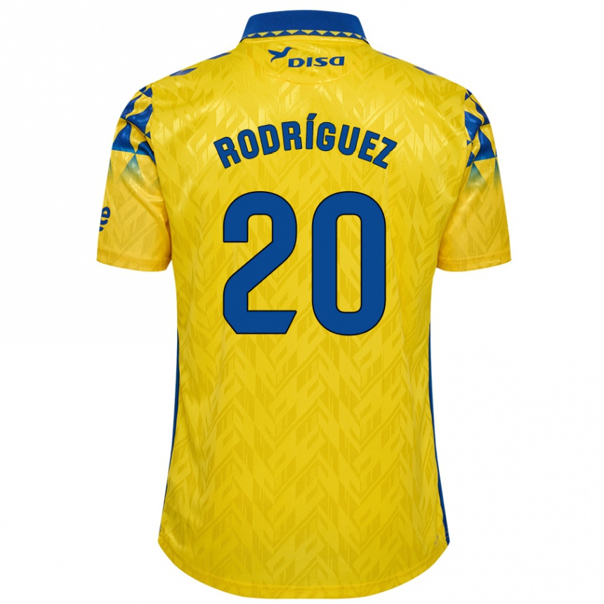 Kids Football Kirian Rodríguez #20 Yellow Blue Home Jersey 2024/25 T-Shirt Uk