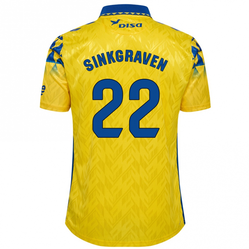 Kids Football Daley Sinkgraven #22 Yellow Blue Home Jersey 2024/25 T-Shirt Uk