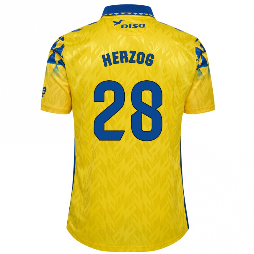 Kids Football Juanma Herzog #28 Yellow Blue Home Jersey 2024/25 T-Shirt Uk