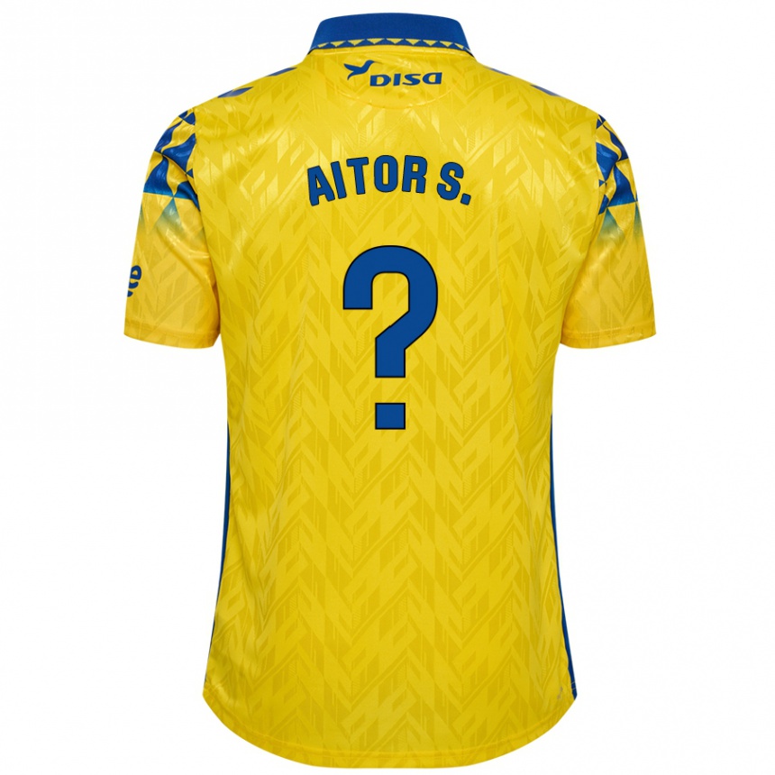 Kids Football Aitor Sánchez #0 Yellow Blue Home Jersey 2024/25 T-Shirt Uk