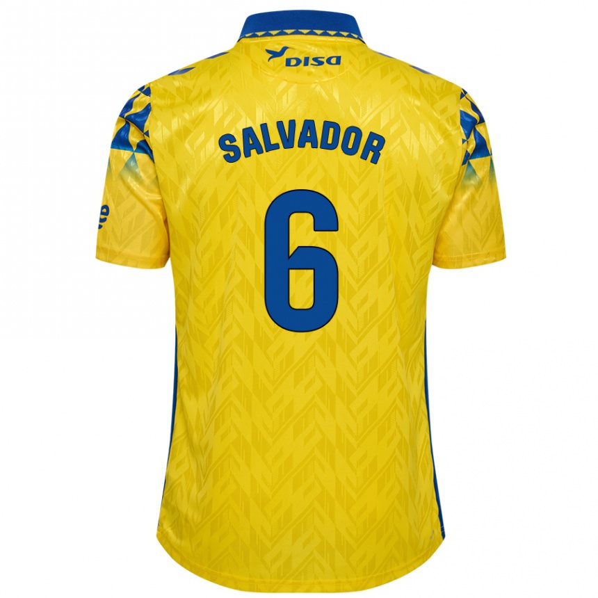 Kids Football Pol Salvador #6 Yellow Blue Home Jersey 2024/25 T-Shirt Uk