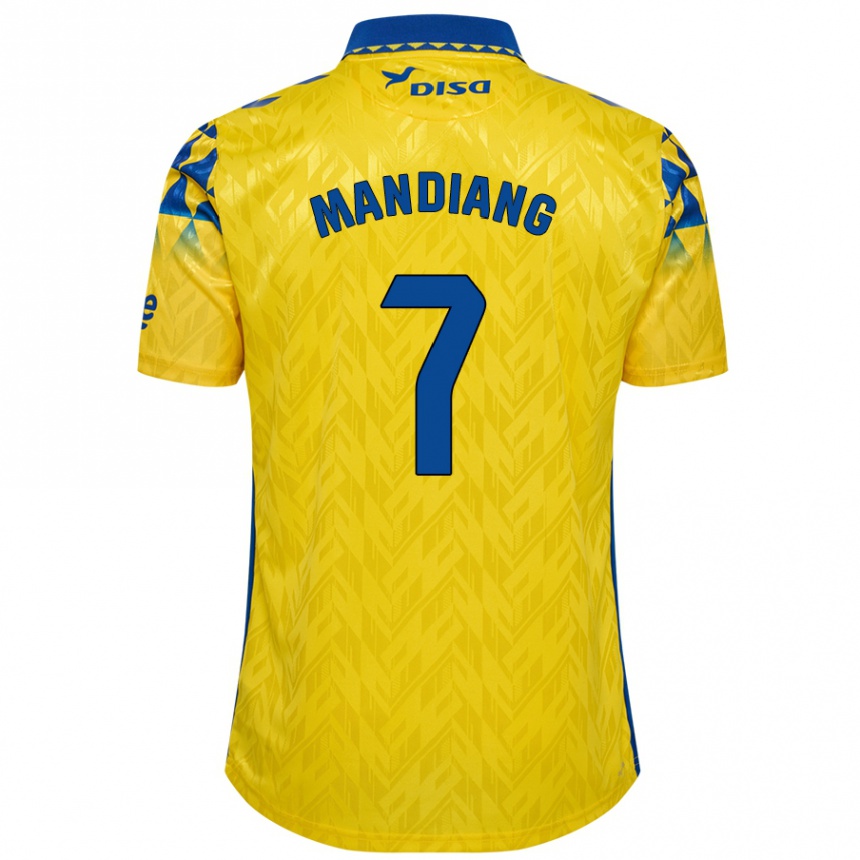 Kids Football Saliou Mandiang #7 Yellow Blue Home Jersey 2024/25 T-Shirt Uk