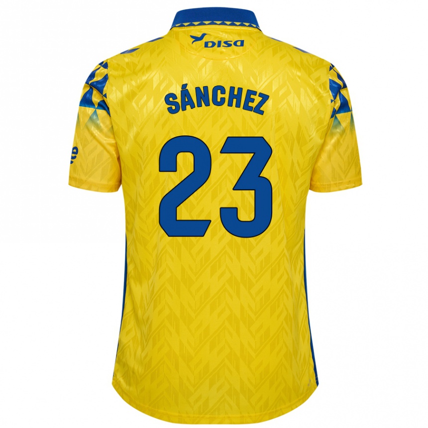 Kids Football Omar Sánchez #23 Yellow Blue Home Jersey 2024/25 T-Shirt Uk