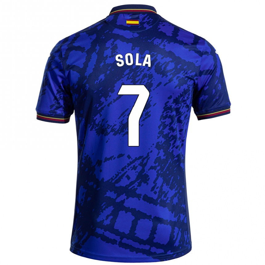 Kids Football Álex Sola #7 Darker Blue Home Jersey 2024/25 T-Shirt Uk