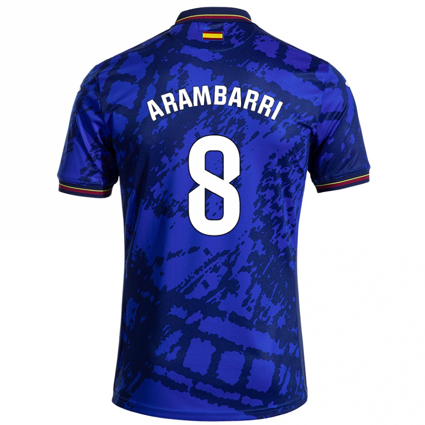 Kids Football Mauro Arambarri #8 Darker Blue Home Jersey 2024/25 T-Shirt Uk