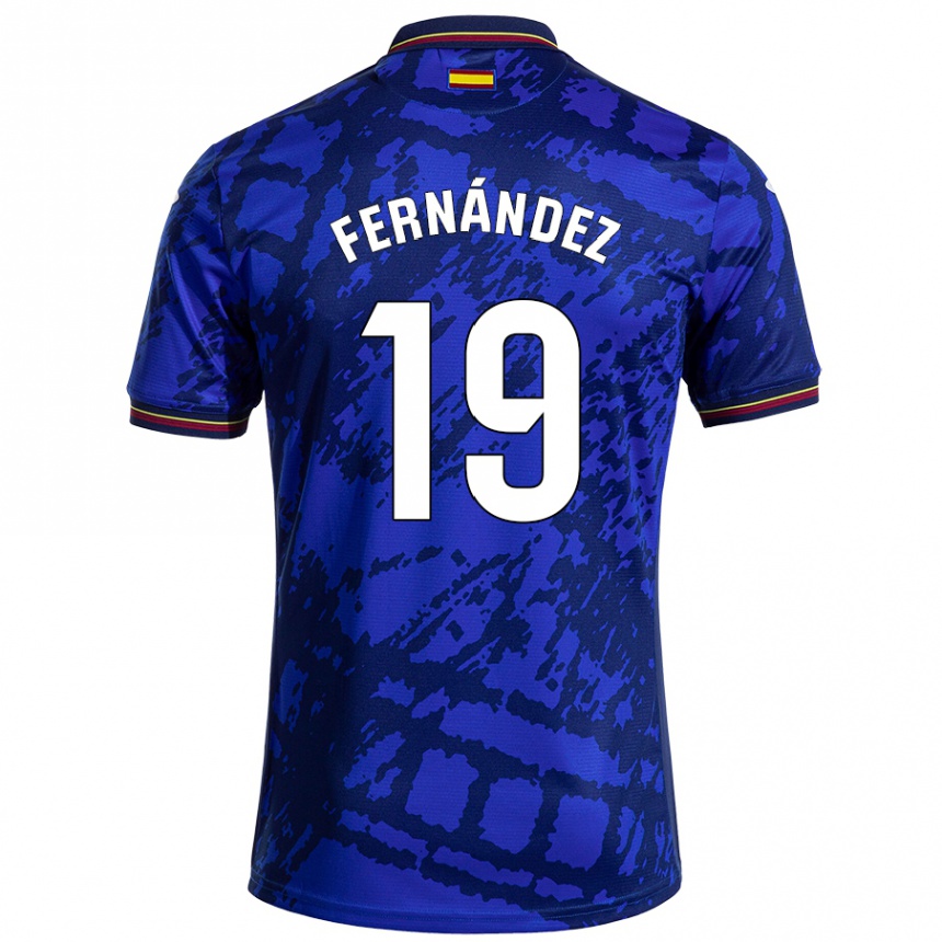 Kids Football Ismael Fernández #19 Darker Blue Home Jersey 2024/25 T-Shirt Uk