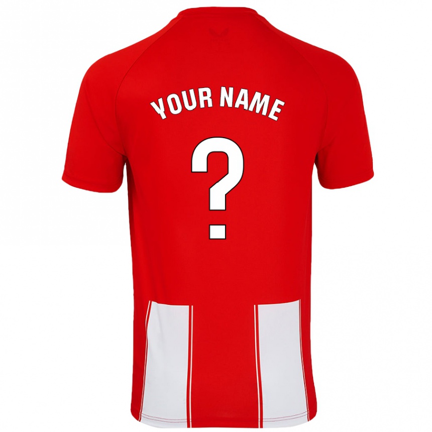 Kids Football Your Name #0 Red White Home Jersey 2024/25 T-Shirt Uk