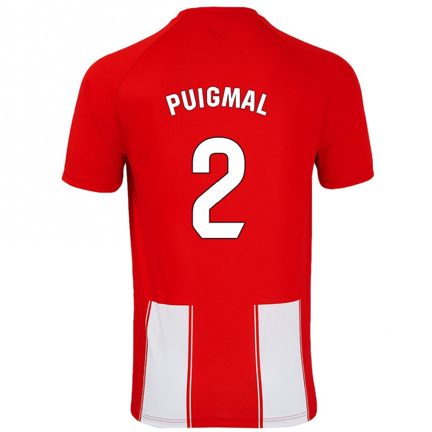 Kids Football Arnau Puigmal #2 Red White Home Jersey 2024/25 T-Shirt Uk