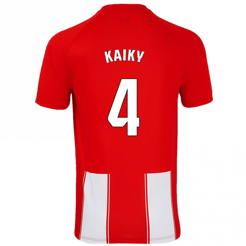 Kids Football Kaiky #4 Red White Home Jersey 2024/25 T-Shirt Uk