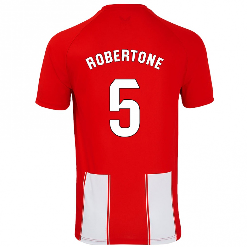 Kids Football Lucas Robertone #5 Red White Home Jersey 2024/25 T-Shirt Uk