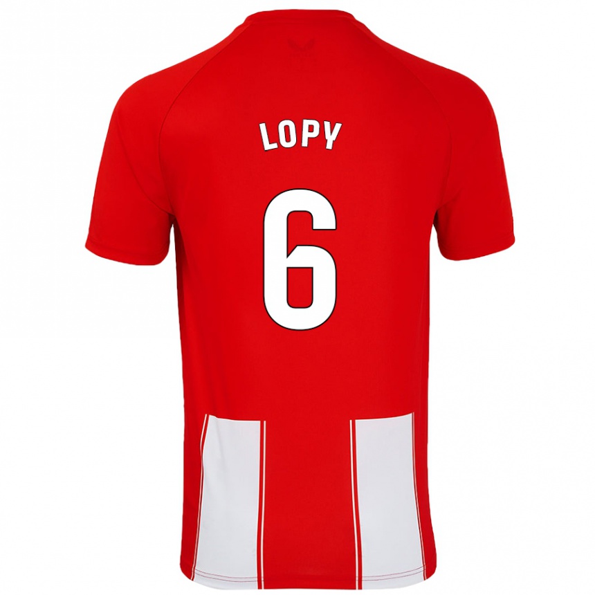 Kids Football Dion Lopy #6 Red White Home Jersey 2024/25 T-Shirt Uk