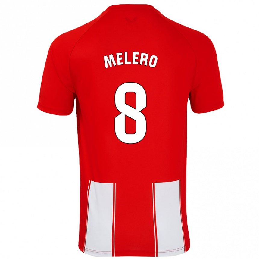 Kids Football Gonzalo Melero #8 Red White Home Jersey 2024/25 T-Shirt Uk