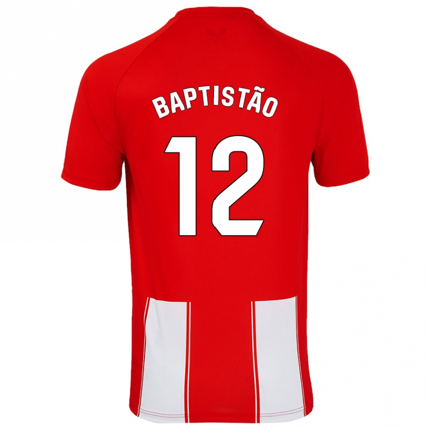 Kids Football Léo Baptistão #12 Red White Home Jersey 2024/25 T-Shirt Uk