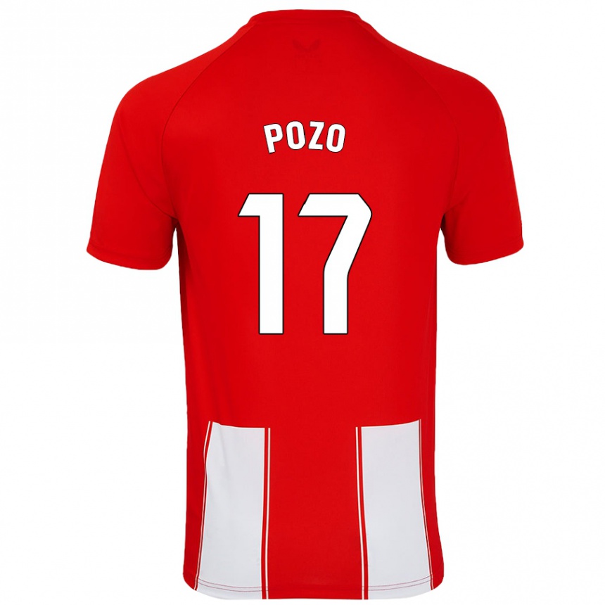 Kids Football Álex Pozo #17 Red White Home Jersey 2024/25 T-Shirt Uk