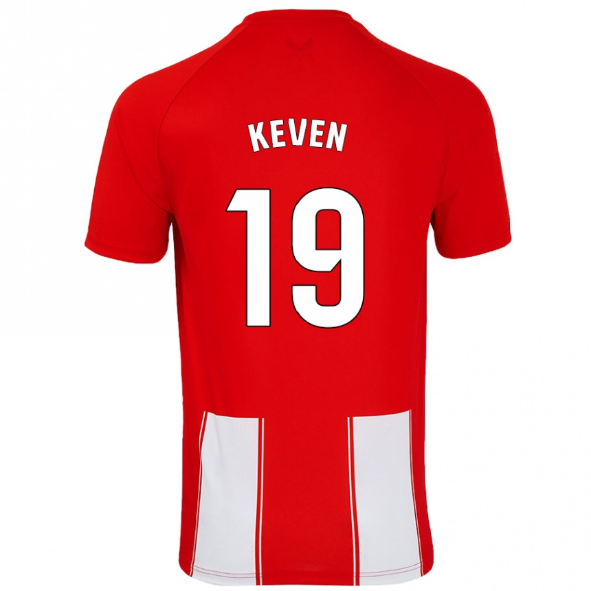 Kids Football Keven #19 Red White Home Jersey 2024/25 T-Shirt Uk