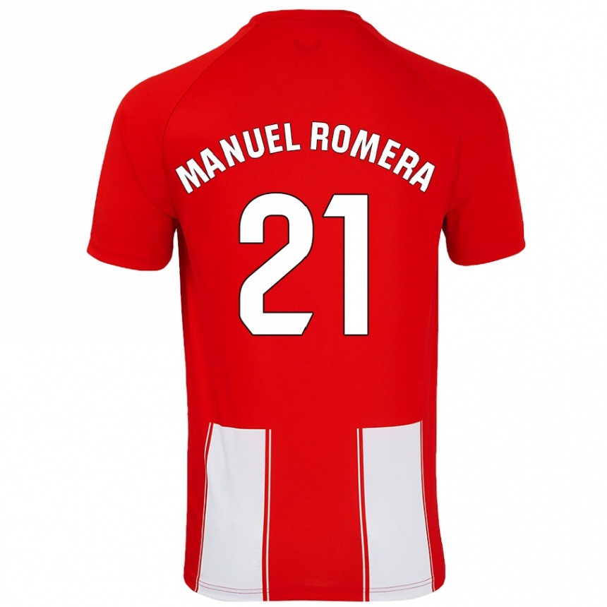 Kids Football José Manuel Romera #21 Red White Home Jersey 2024/25 T-Shirt Uk