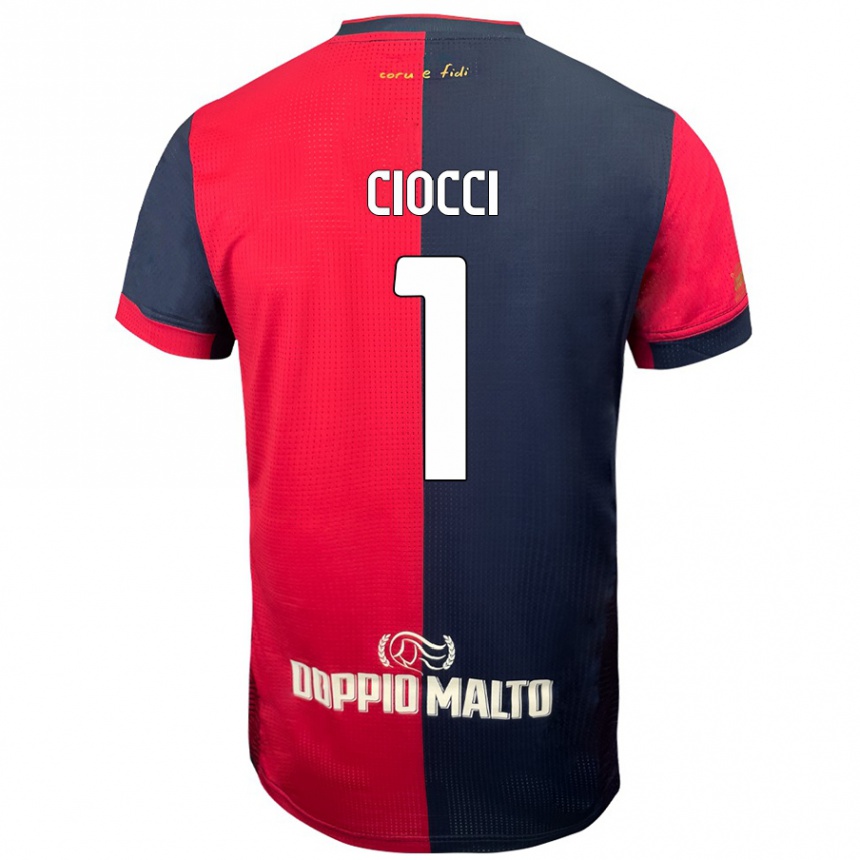 Kids Football Giuseppe Ciocci #1 Red Darker Blue Home Jersey 2024/25 T-Shirt Uk