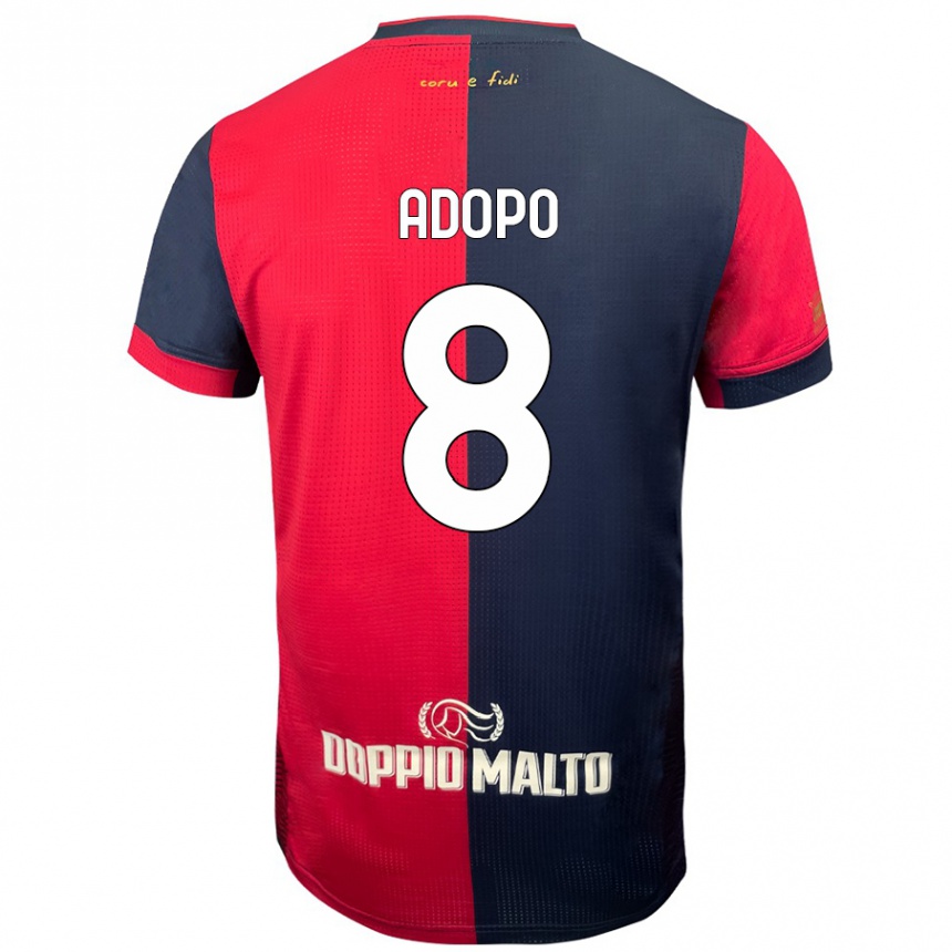 Kids Football Michel Adopo #8 Red Darker Blue Home Jersey 2024/25 T-Shirt Uk