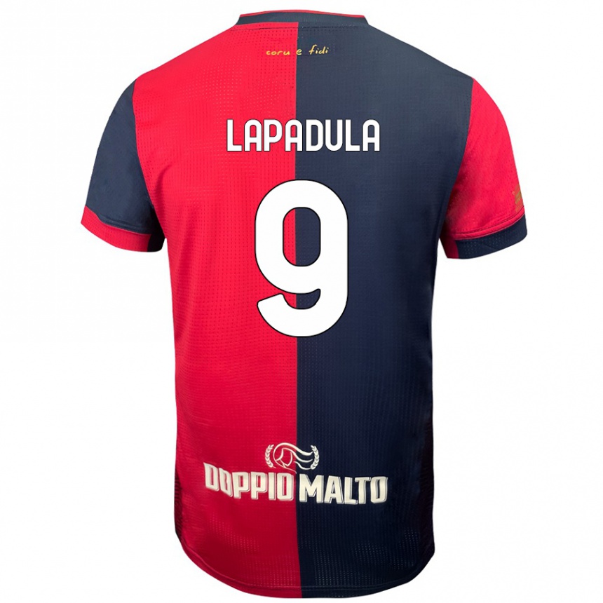 Kids Football Gianluca Lapadula #9 Red Darker Blue Home Jersey 2024/25 T-Shirt Uk