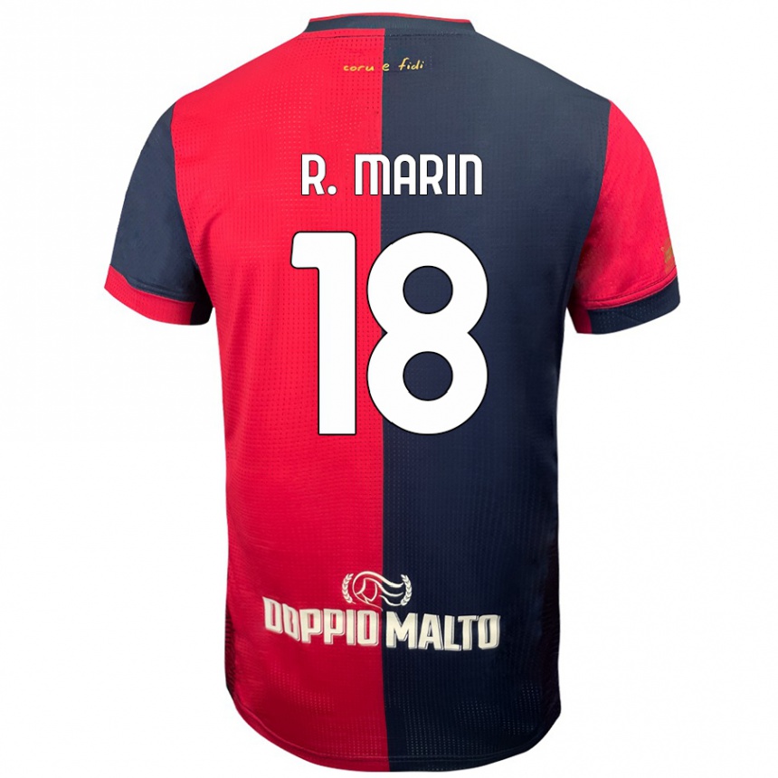 Kids Football Răzvan Marin #18 Red Darker Blue Home Jersey 2024/25 T-Shirt Uk