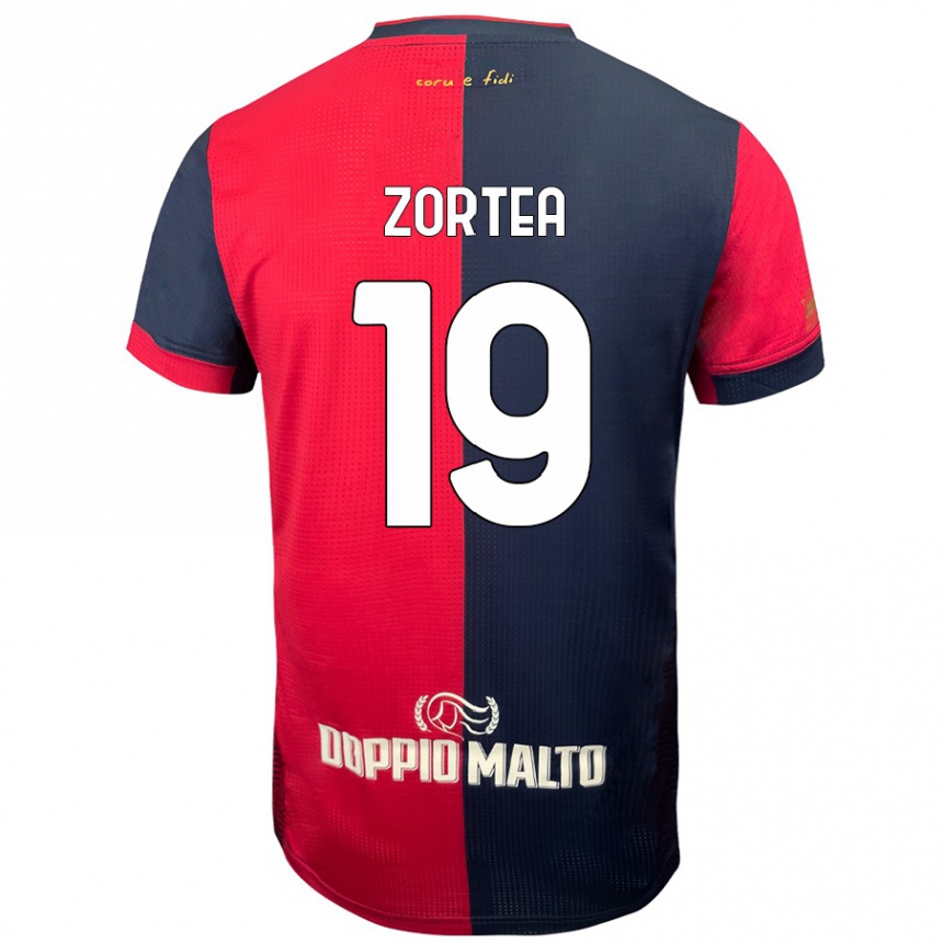 Kids Football Nadir Zortea #19 Red Darker Blue Home Jersey 2024/25 T-Shirt Uk