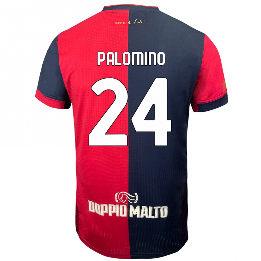 Kids Football José Luis Palomino #24 Red Darker Blue Home Jersey 2024/25 T-Shirt Uk