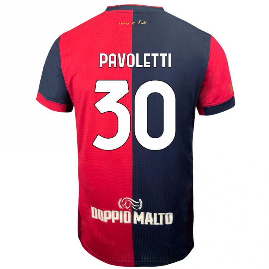 Kids Football Leonardo Pavoletti #30 Red Darker Blue Home Jersey 2024/25 T-Shirt Uk