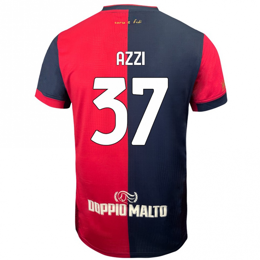 Kids Football Paulo Azzi #37 Red Darker Blue Home Jersey 2024/25 T-Shirt Uk