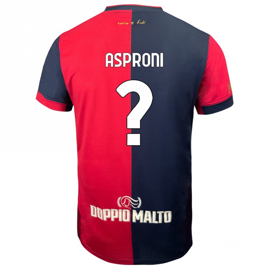 Kids Football Luca Asproni #0 Red Darker Blue Home Jersey 2024/25 T-Shirt Uk