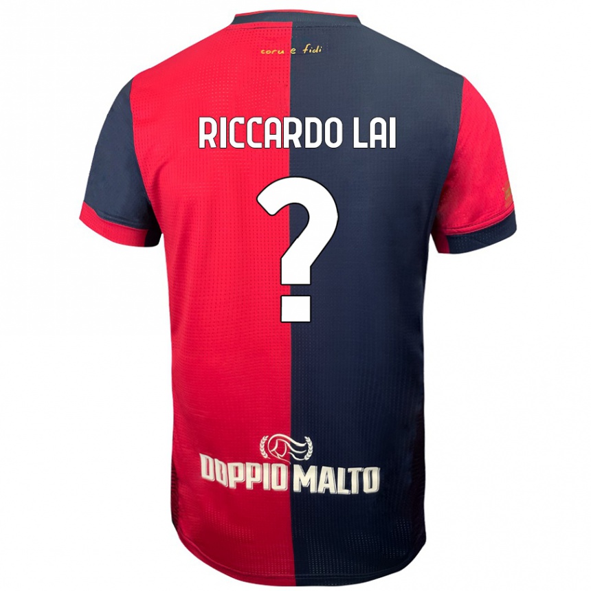 Kids Football Riccardo Lai #0 Red Darker Blue Home Jersey 2024/25 T-Shirt Uk