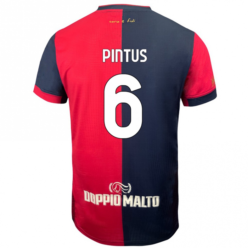 Kids Football Nicola Pintus #6 Red Darker Blue Home Jersey 2024/25 T-Shirt Uk