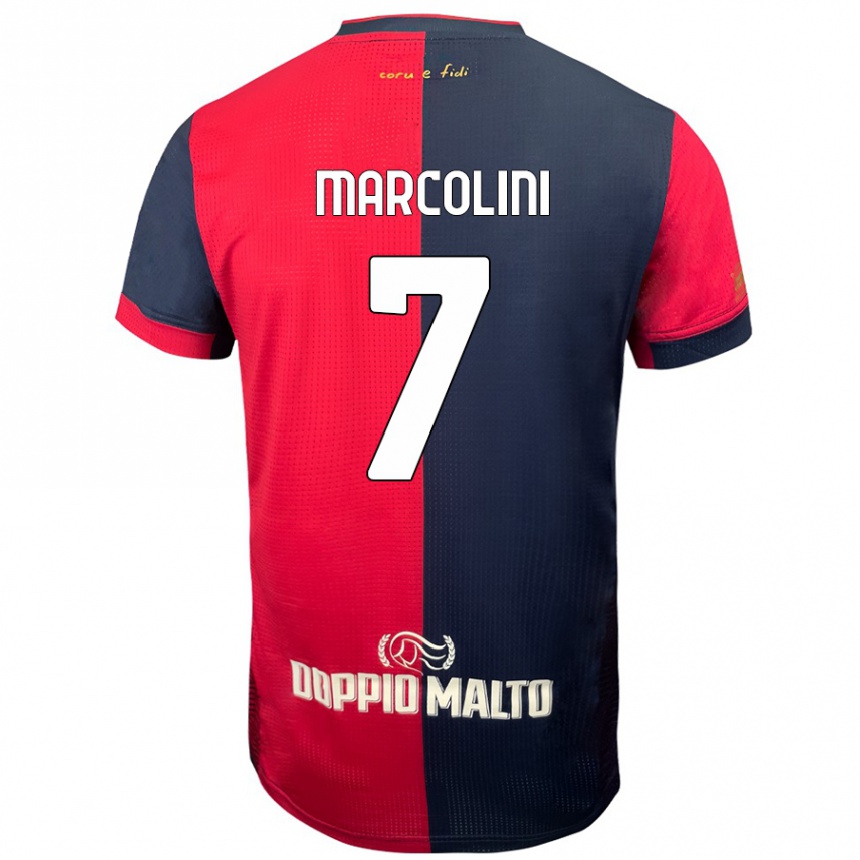 Kids Football Diego Marcolini #7 Red Darker Blue Home Jersey 2024/25 T-Shirt Uk