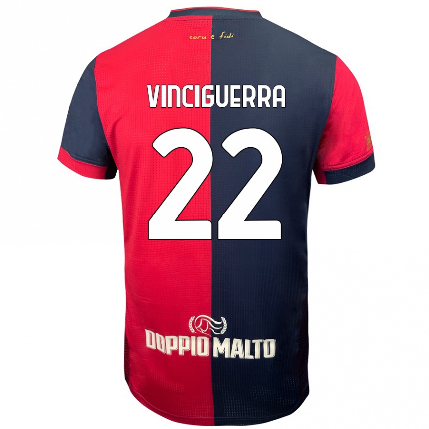 Kids Football Alessandro Vinciguerra #22 Red Darker Blue Home Jersey 2024/25 T-Shirt Uk