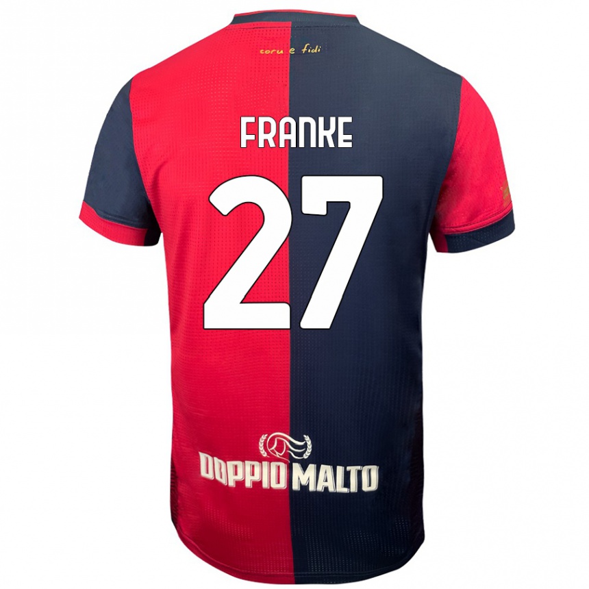 Kids Football Antoni Franke #27 Red Darker Blue Home Jersey 2024/25 T-Shirt Uk