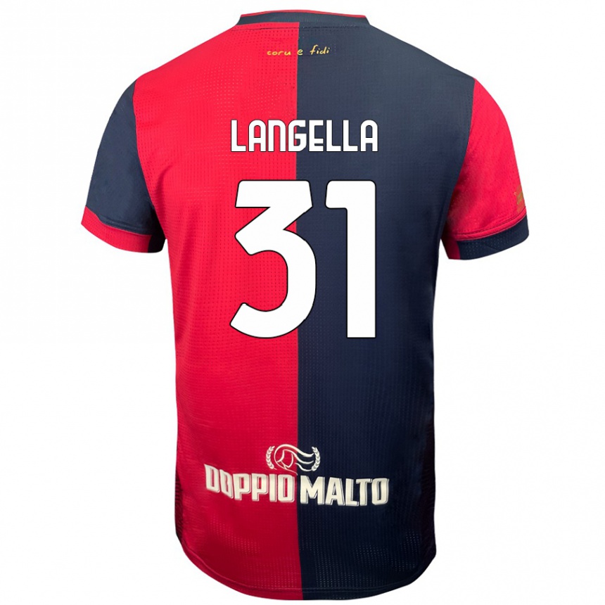 Kids Football Matteo Langella #31 Red Darker Blue Home Jersey 2024/25 T-Shirt Uk