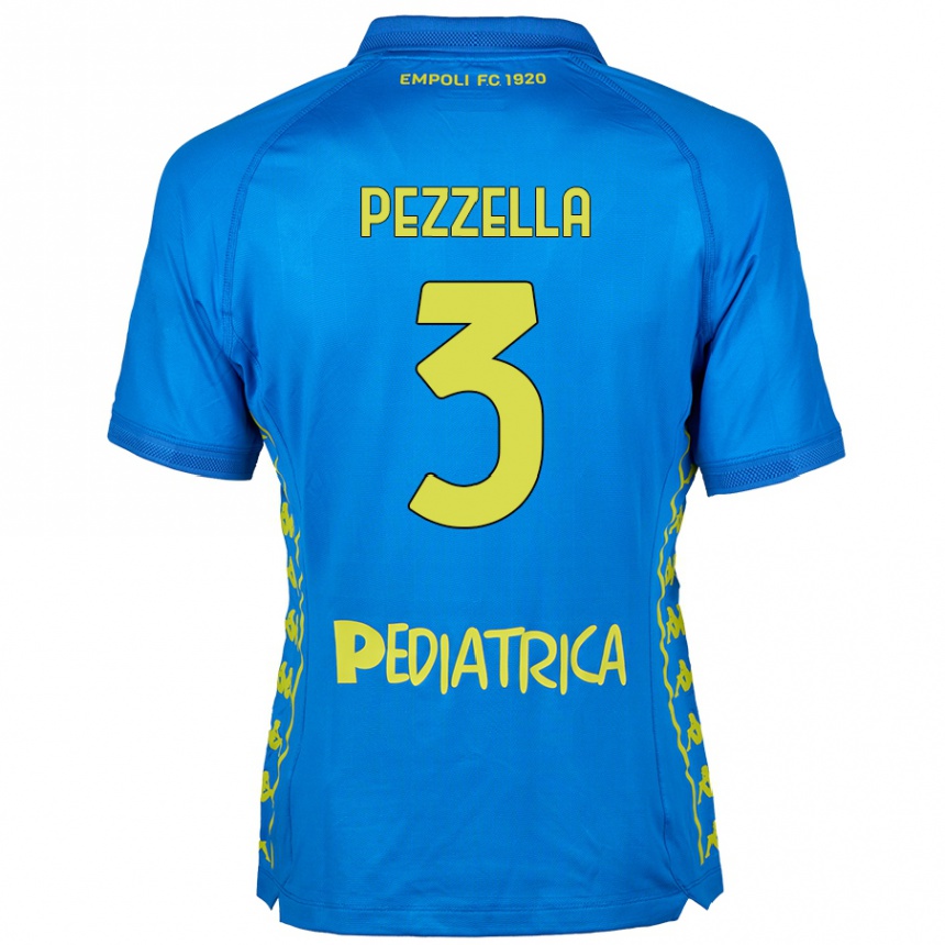 Kids Football Giuseppe Pezzella #3 Blue Home Jersey 2024/25 T-Shirt Uk