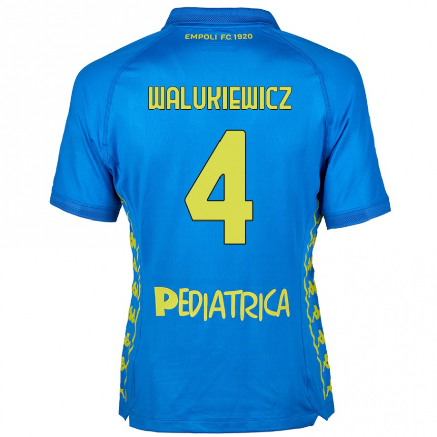 Kids Football Sebastian Walukiewicz #4 Blue Home Jersey 2024/25 T-Shirt Uk