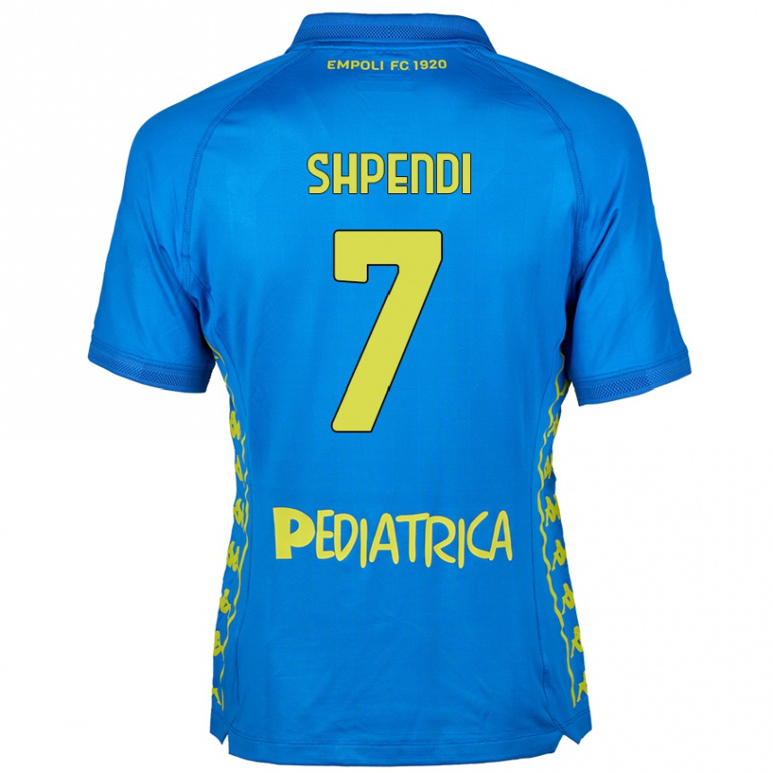 Kids Football Stiven Shpendi #7 Blue Home Jersey 2024/25 T-Shirt Uk