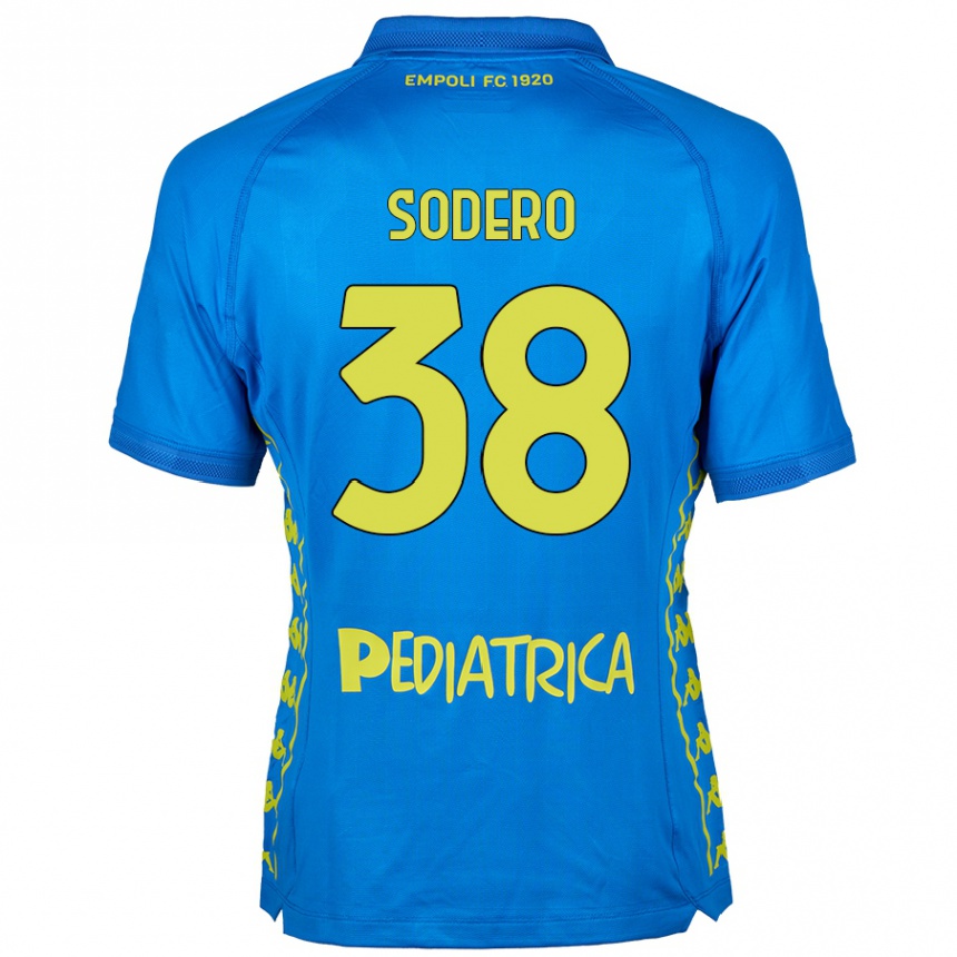 Kids Football Andrea Sodero #38 Blue Home Jersey 2024/25 T-Shirt Uk