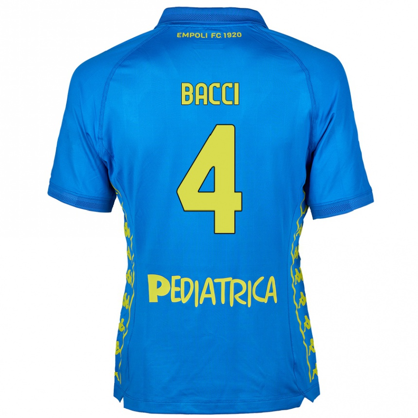 Kids Football Jacopo Bacci #4 Blue Home Jersey 2024/25 T-Shirt Uk