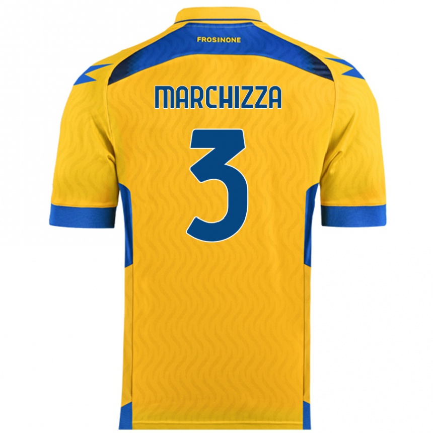 Kids Football Riccardo Marchizza #3 Yellow Home Jersey 2024/25 T-Shirt Uk