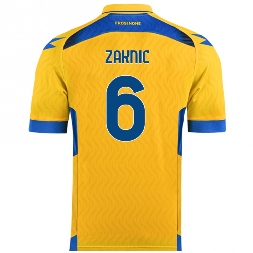 Kids Football Lazar Zaknic #6 Yellow Home Jersey 2024/25 T-Shirt Uk