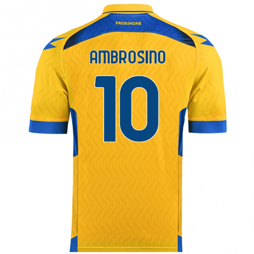 Kids Football Giuseppe Ambrosino #10 Yellow Home Jersey 2024/25 T-Shirt Uk