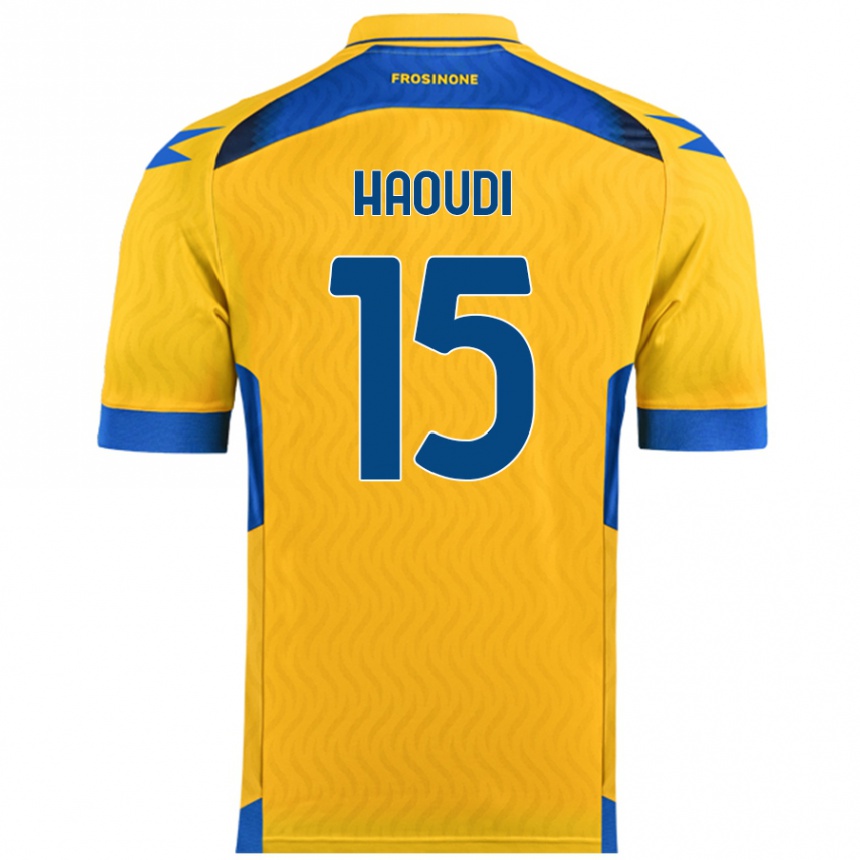 Kids Football Hamza Haoudi #15 Yellow Home Jersey 2024/25 T-Shirt Uk