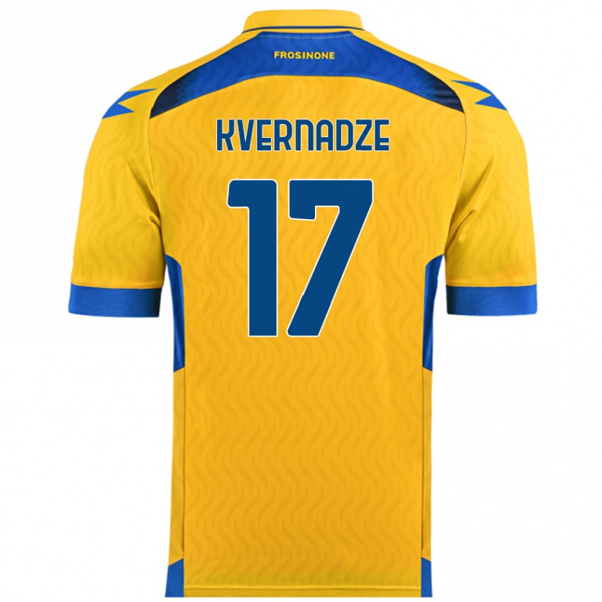 Kids Football Giorgi Kvernadze #17 Yellow Home Jersey 2024/25 T-Shirt Uk