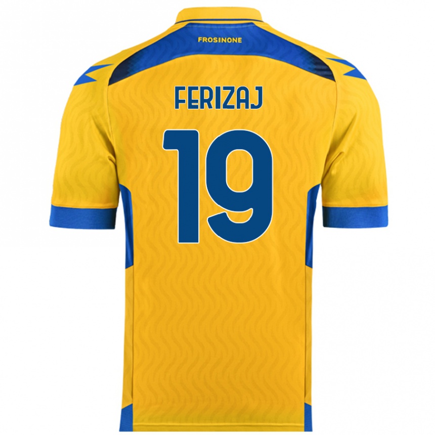 Kids Football Justin Ferizaj #19 Yellow Home Jersey 2024/25 T-Shirt Uk