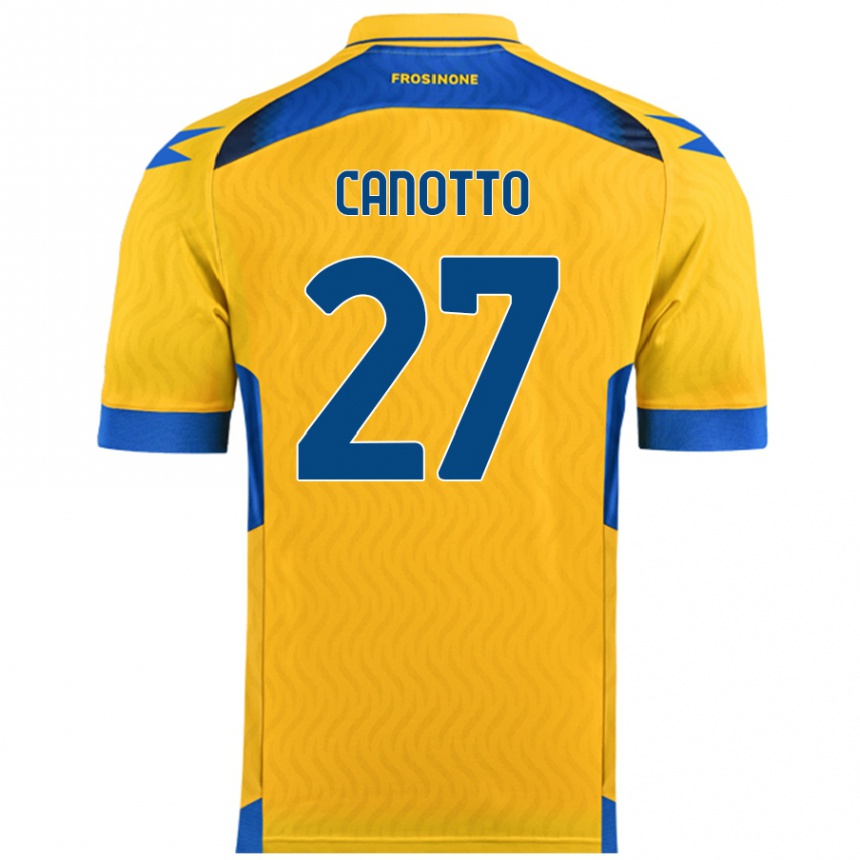 Kids Football Luigi Canotto #27 Yellow Home Jersey 2024/25 T-Shirt Uk