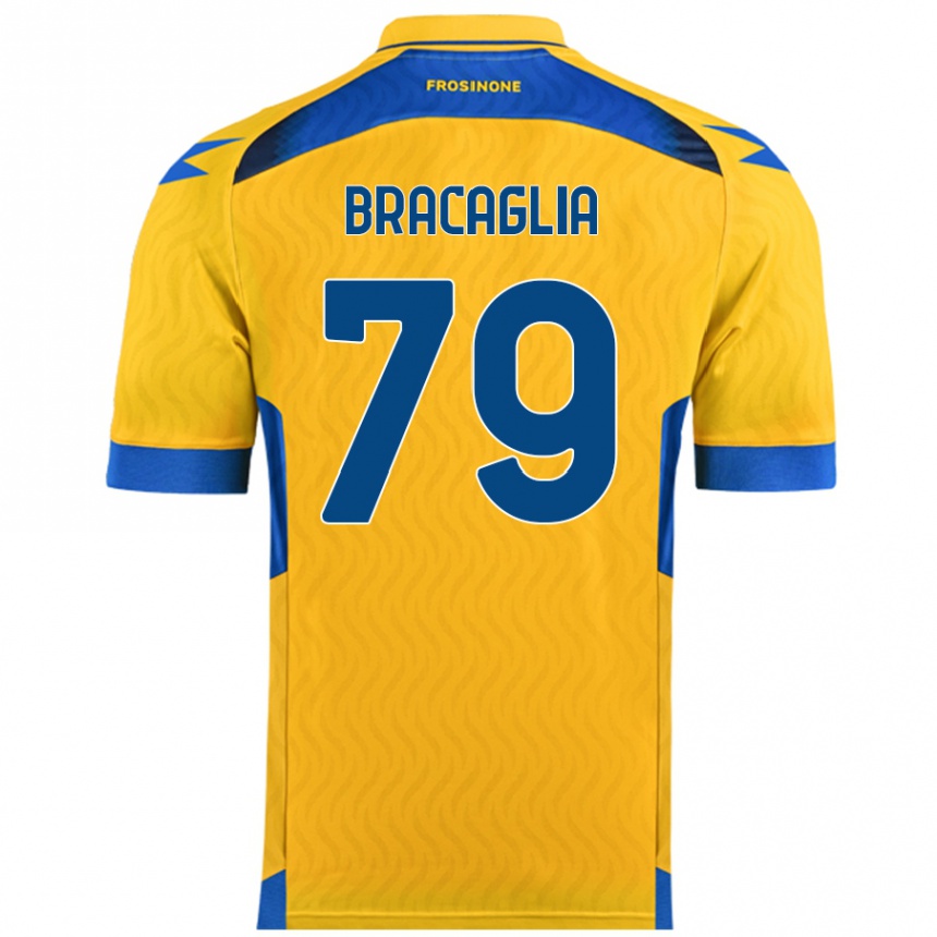 Kids Football Gabriele Bracaglia #79 Yellow Home Jersey 2024/25 T-Shirt Uk