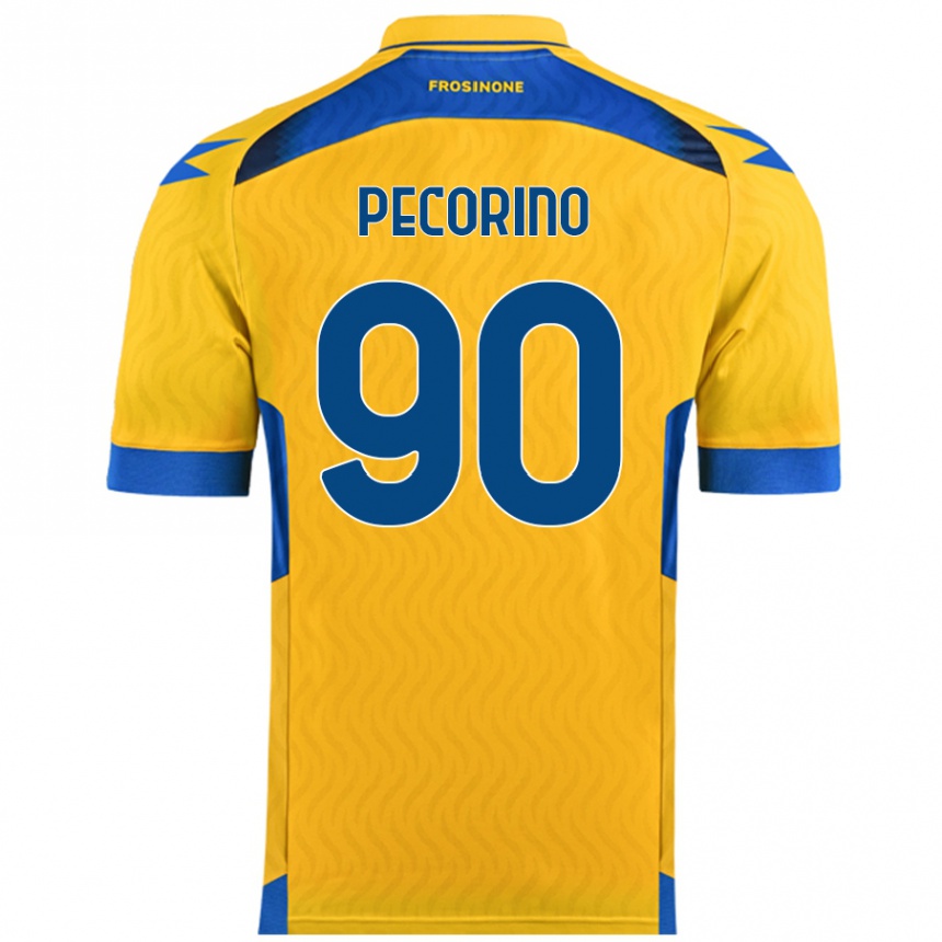 Kids Football Emanuele Pecorino #90 Yellow Home Jersey 2024/25 T-Shirt Uk