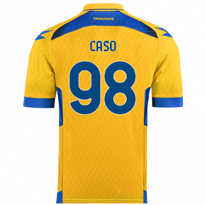 Kids Football Giuseppe Caso #98 Yellow Home Jersey 2024/25 T-Shirt Uk